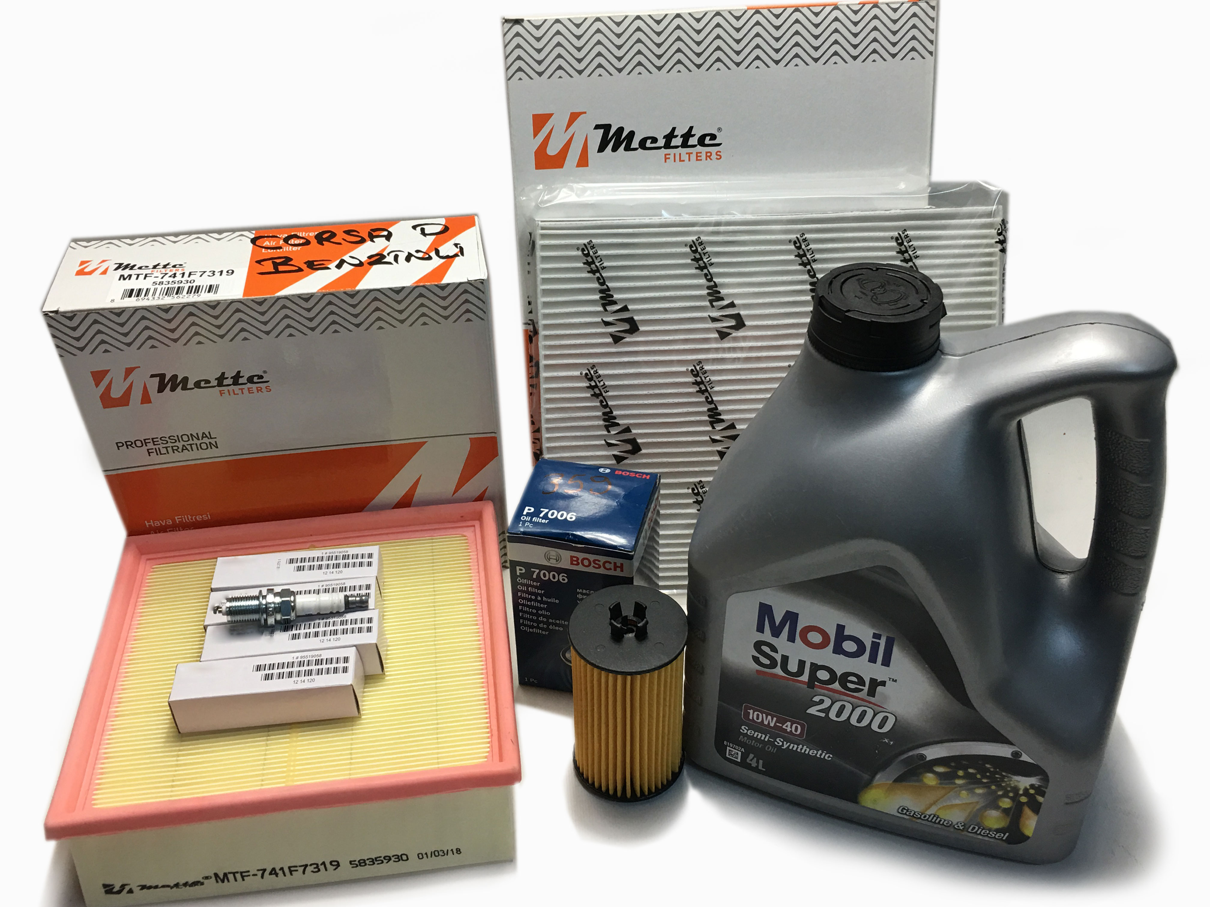 Opel Corsa D için uygun BAKIM KİTİ Corsa D BENZİNLİ (Yağ, Yağ Filtresi, Hava Filtresi, Buji, Polen Filtresi) İTHAL , Tüm Motorlar, A1.2XER, A1.4XER, Z1.2XER, Z1.4XEP, Z1.4XER